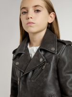 Boys' biker jacket in distressed leather - Image 5