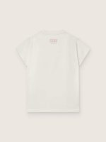 Star girls' T-shirt in white cotton jersey with pink glitter star - Image 2