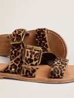 Women's Margaret flat sandals in leopard-print pony skin - Image 5