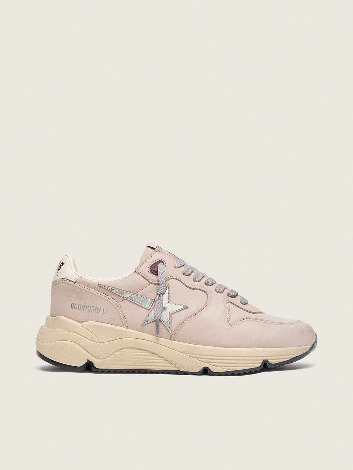 40eaa4c7ee4e3bac773c9f62e1bc4308ade861565712dcdfc9a6138b95b5f670 Women's Running Sole in powder-pink leather with silver star - Image 1