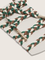 Braided laces in cream, green and brown with silver details - Image 2