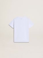 Kids' white cotton T-shirt with silver print - Image 5