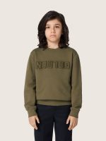 Golden unisex sweatshirt in military-green cotton with reversed logo - Image 5