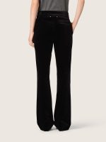 Women's slim-fit flared pants in black cotton velvet - Image 6