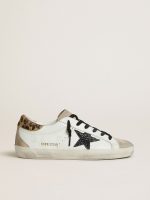 Women's Super-Star with black glitter star and leopard-print pony skin heel tab