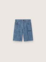 Journey unisex shorts in light blue cotton chambray with embroidered logo