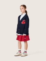 Girls' skirt in red cotton fleece with embroidery - Image 3