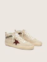 Women's Mid Star in pearl suede with burgundy leather star and pearl and embroidery inserts - Image 2