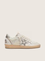 Women's Ball Star in white leather with animal-print pony skin star