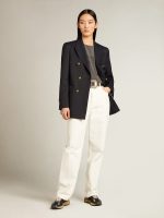 Women's optical white-colored cotton denim pants - Image 3