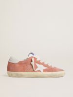 Women's Super-Star in coral suede with white leather star and heel tab