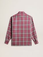Women's shirt with pink, sand and gray check embroidery - Image 7