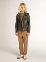 Boys' biker jacket in distressed leather - Image 4