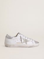 Women's Super-Star with gray suede star and silver glitter inserts