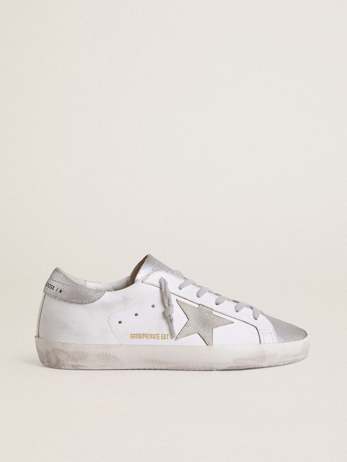 439d3071777dab3cb9c649cb61769acc1fd87f2dd8026ddaee0f15fb0f742beb Women's Super-Star with gray suede star and silver glitter inserts - Image 1