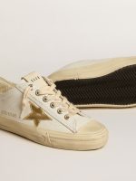 V-Star in white leather with gold metallic leather star - Image 4