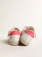 Women's white leather Super-Star with perforated star and fuchsia nylon heel tab - Image 4