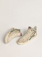 Women's Slide in zebra-print pony skin with green laminated leather flash - Image 2