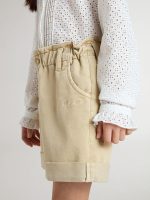Girls' sand-colored shorts with embroidered logo - Image 3
