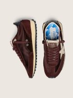 Women's Marathon with brown satin upper and platinum leather star - Image 4