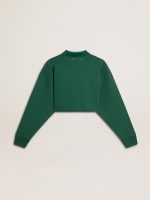 Women's green cropped polo sweatshirt with print - Image 5