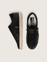 Women's Super-Star LTD in black croc-print leather with black suede star and heel tab - Image 3