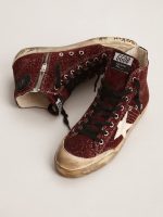 Francy Penstar in burgundy glitter with white leather star - Image 2