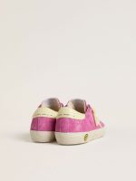 Junior Super-Star in pink suede with light yellow star and heel tab - Image 4