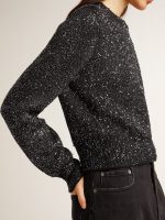 Women's black wool blend cropped sweater with all-over sequins - Image 5