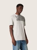 Unisex T-shirt in gray melange jersey with flag print - Image 5