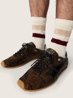 Men's Marathon Speed in leather with brown snake print, black star and silver leather heel tab - Image 3