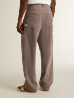 Men's wool blend pants in light brown micro chevron - Image 4