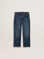 Boys' denim jeans with a raw edge and embroidery