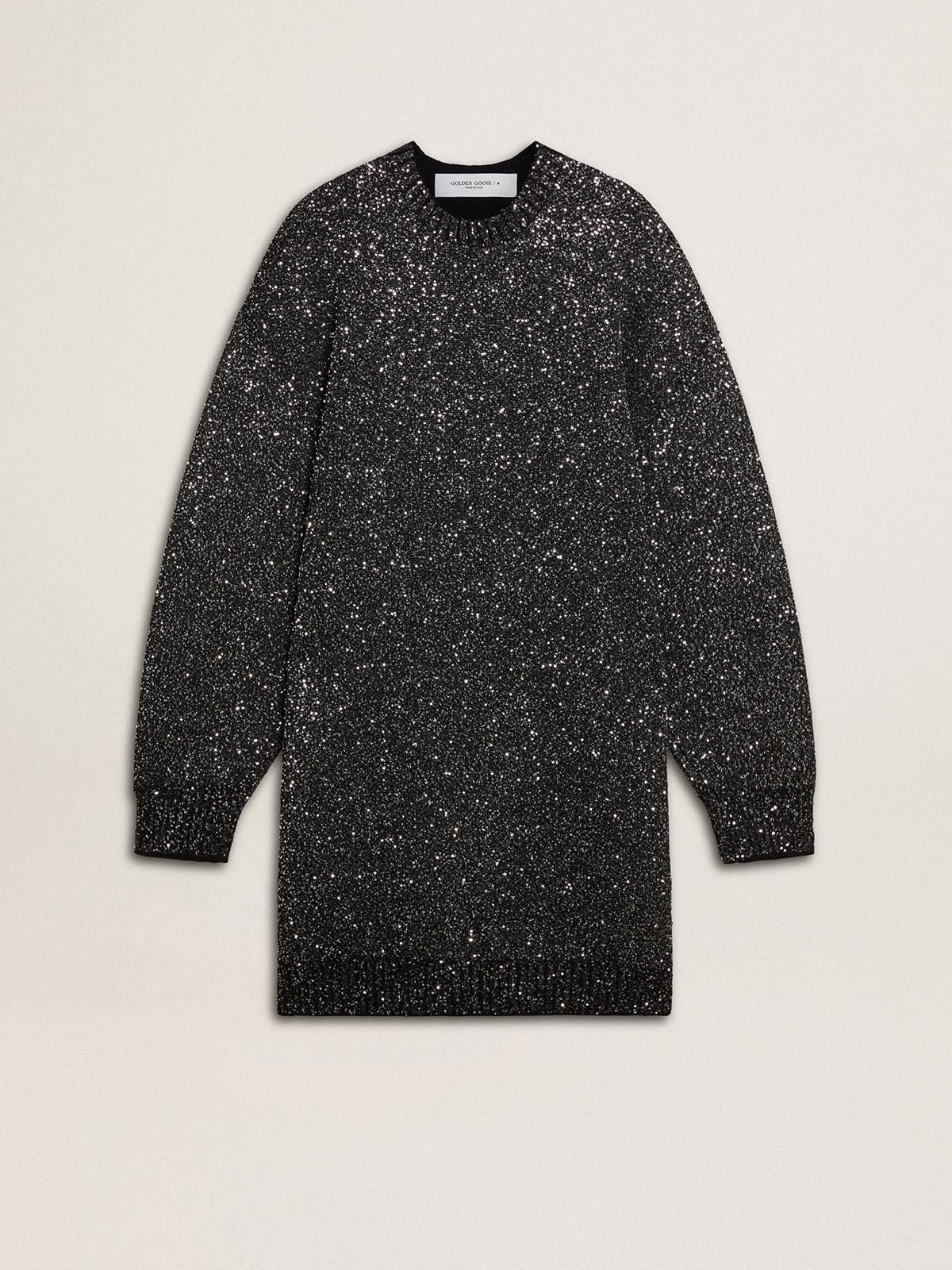 45d06e776d5047d2bd8d4ec6a1b2b7f45364e09b83c0c43c12acdd2a9494a5fe Women's black crew neck dress with all-over silver sequins - Image 1