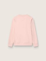 Girls' pink cotton sweatshirt with print and embroidered logo - Image 2