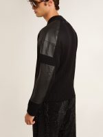 Men's black merino wool jacket with leather patches - Image 5
