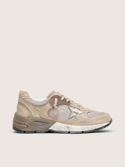 Women's Dad-Star in beige mesh and suede with silver leather star
