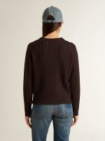 Women's crew-neck sweater in wool blend with gold buttons - Image 4