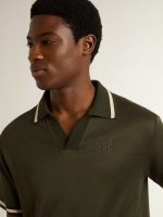 Men's military-green jersey polo with embroidery - Image 5