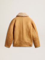 Women's sheepskin jacket with a wide shearling shawl collar - Image 2