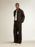 Men's zip-up jacket in black wool gabardine - Image 3