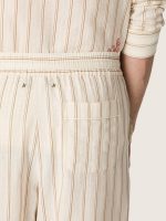 Unisex sweatpants in ecru and sand striped cotton and linen - Image 5