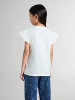 Girls' T-shirt with ruffled sleeves with lettering and embroidery - Image 4