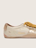 Women's True-Star in white nappa leather with gold star and beige suede heel tab - Image 5