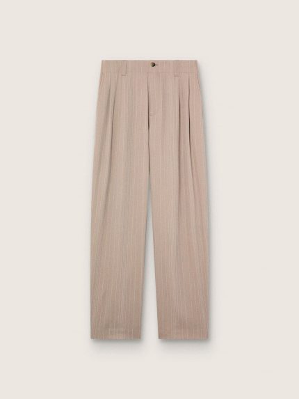 Men's pants in gray wool blend with pinstripe motif