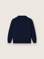 Kids' cardigan in blue cotton with embroidered logo - Image 2
