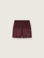 Unisex jogging shorts in burgundy cotton fleece