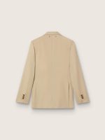 Women's double-breasted blazer in sand with gold heraldic buttons - Image 2