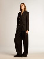 Women's black wool gabardine pants - Image 3