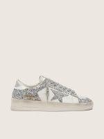 Women's Stardan in white leather and glitter